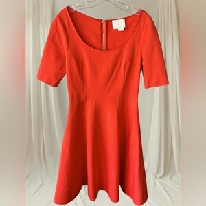 Kate Spade Orange Fit‑&‑Flare Skater Dress Visage of Flirty Elegance scoop neck